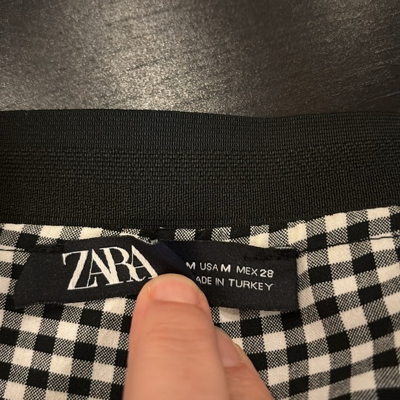 ZARA check pants front pockets elastic waist at back faux pockets at back size M - Picture 4 of 13